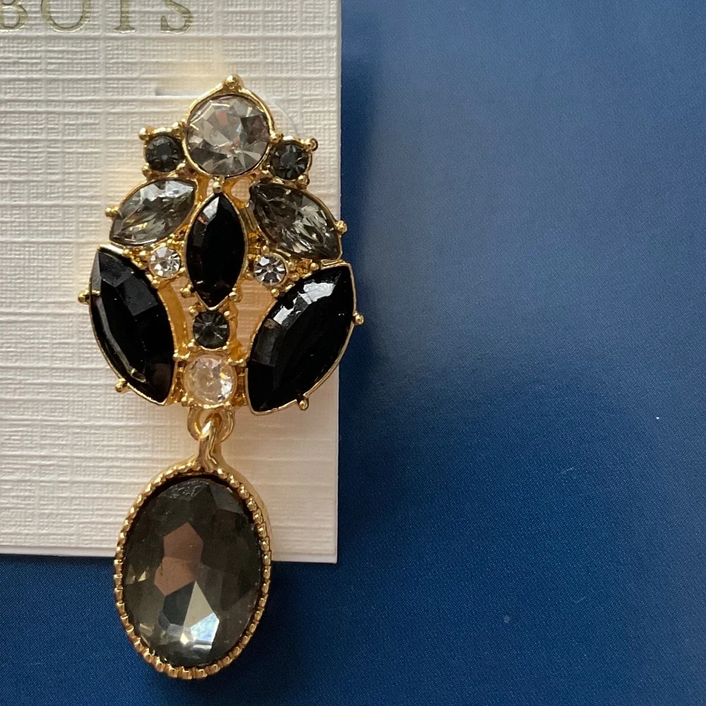 TALBOTS. MULTI CLUSTER STONE DROP EARRINGS.  1 3/4”. Light to medium weight. - Picture 2 of 4